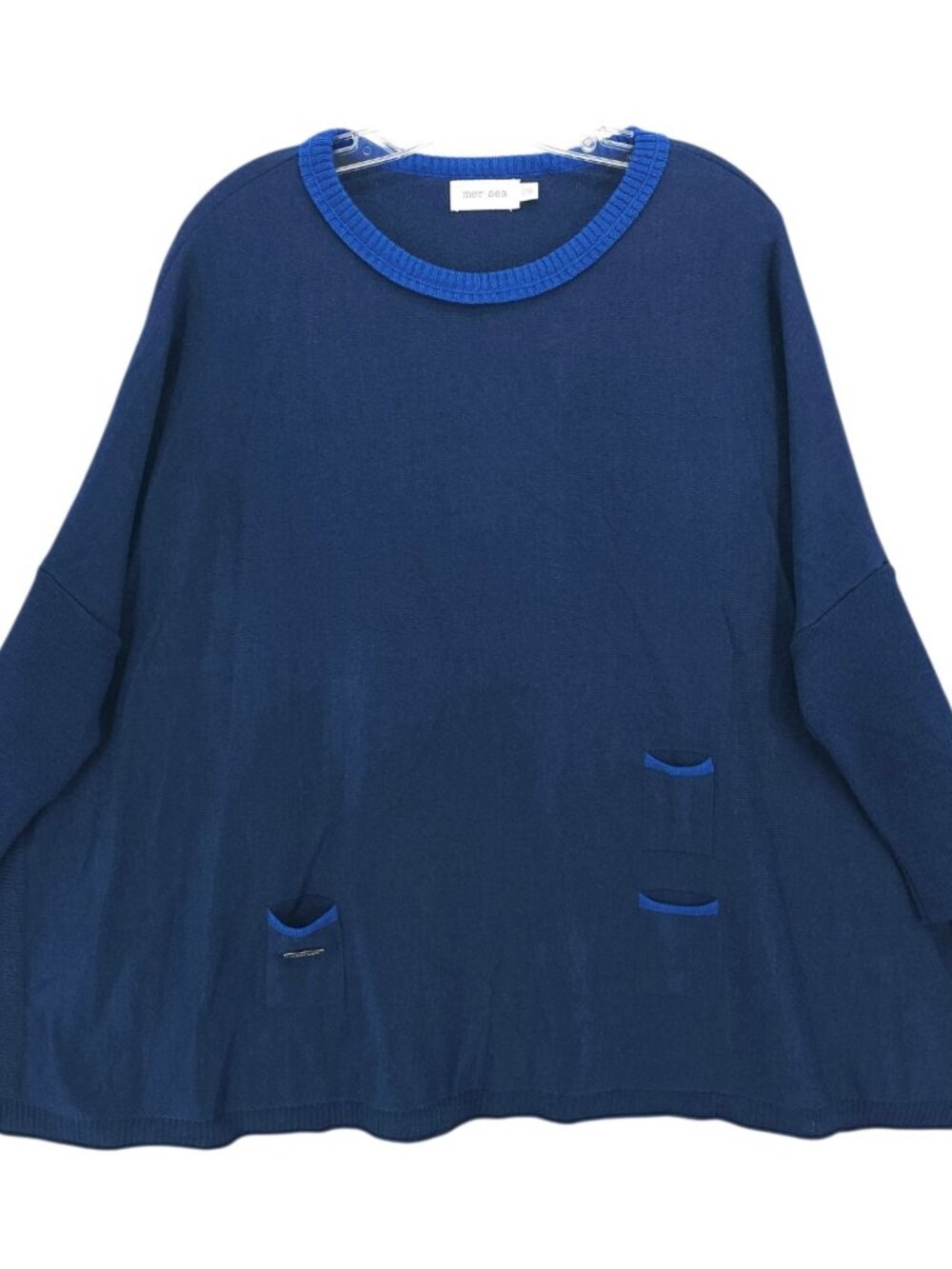 MERSEA Catalina Traveler Sweater Oversized 3 Pockets Dark Navy Blue ONE SIZE